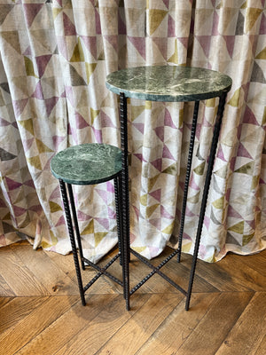 Side Table Green Marble Round , Large