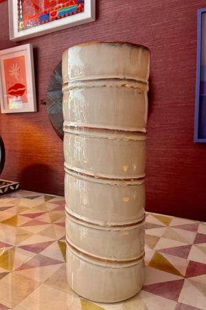 Round white vase