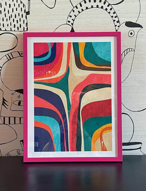 Colourful Abstract artwork with pink frame