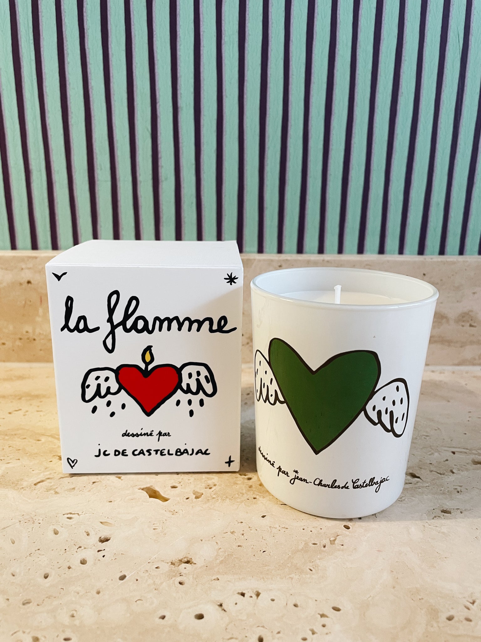 Candle "La Flamme" Blue And Green