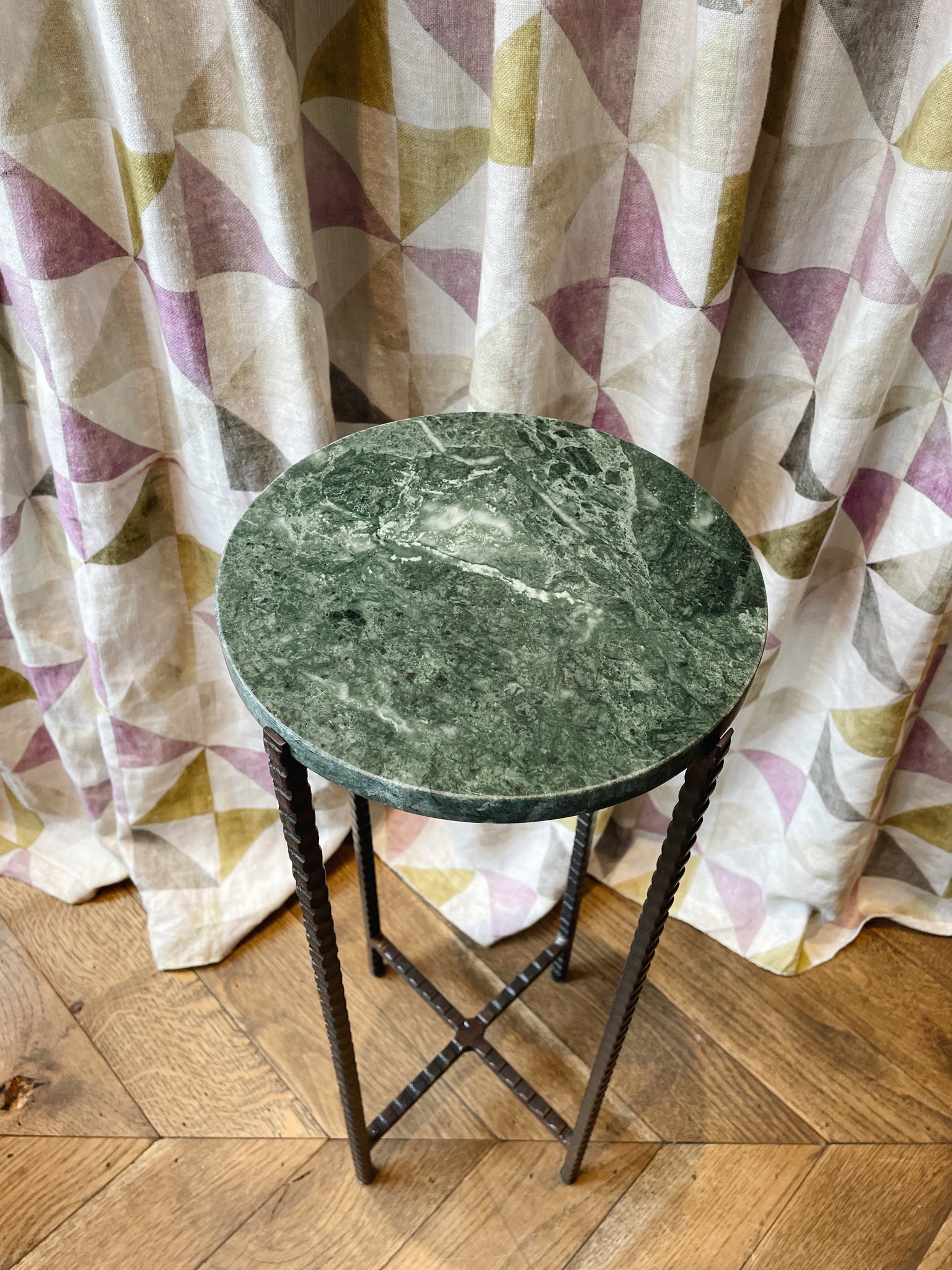 Side Table Green Marble Round, Small