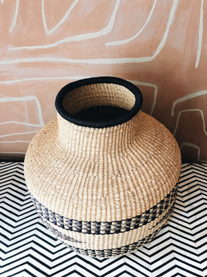 Basket Rotan Black White