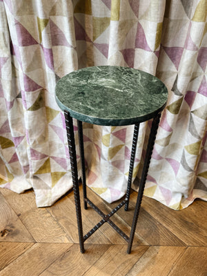 Side Table Green Marble Round, Small