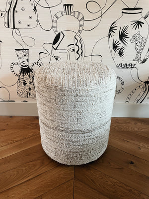 Stool Larsen Fabric White Wool