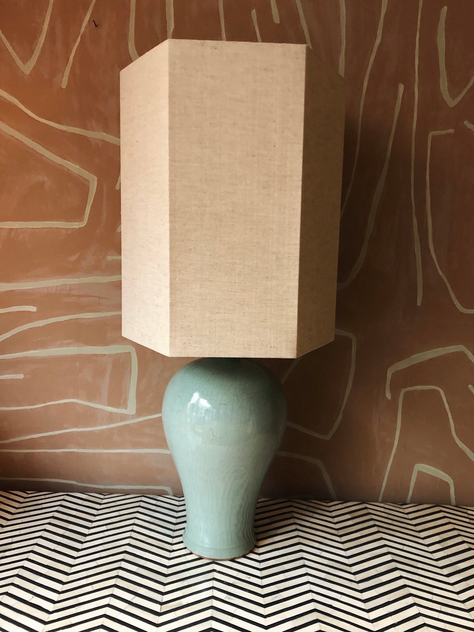 Lampbase Blue Porcelain