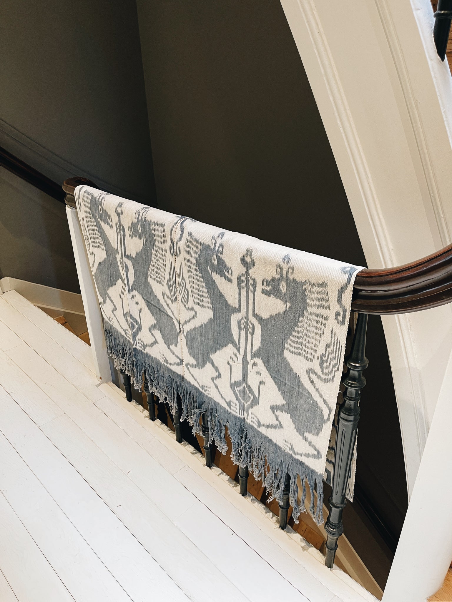 Vintage Ikat Sumba Grey Horses Pattern