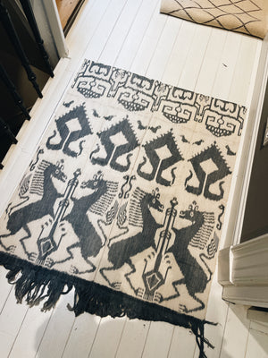 Vintage Ikat Sumba Grey Horses Pattern