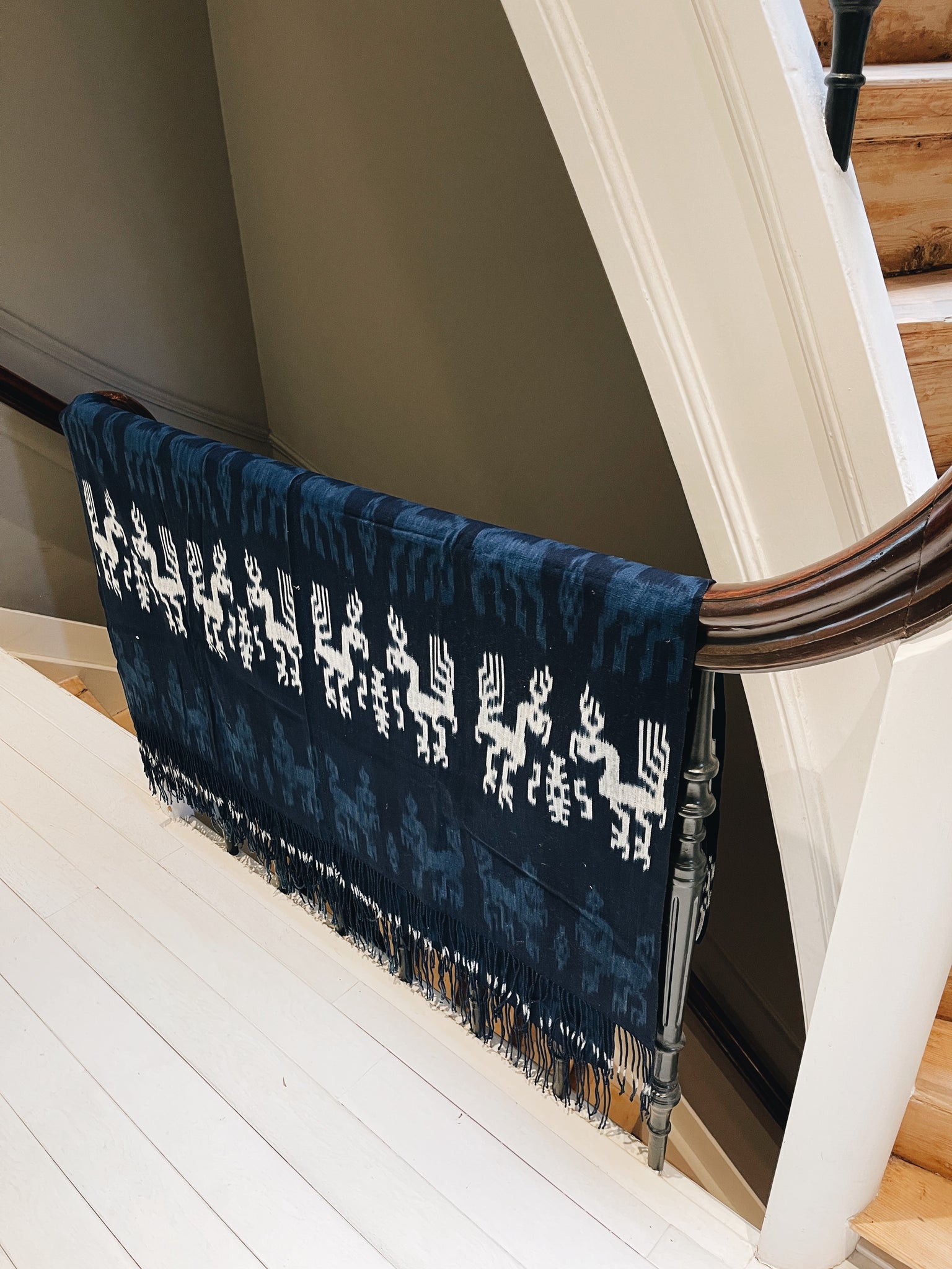 Vintage Ikat Sumba Dark Blue Animal Pattern