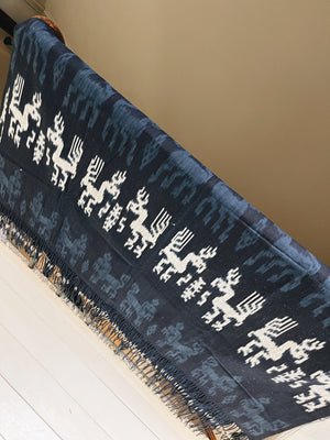 Vintage Ikat Sumba Dark Blue Animal Pattern