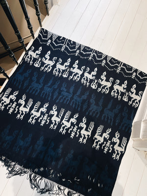 Vintage Ikat Sumba Dark Blue Animal Pattern