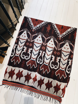 Vintage Ikat Sumba Red Crab Pattern