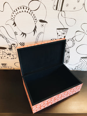 Indian Box Inlay - Orange Hexagon